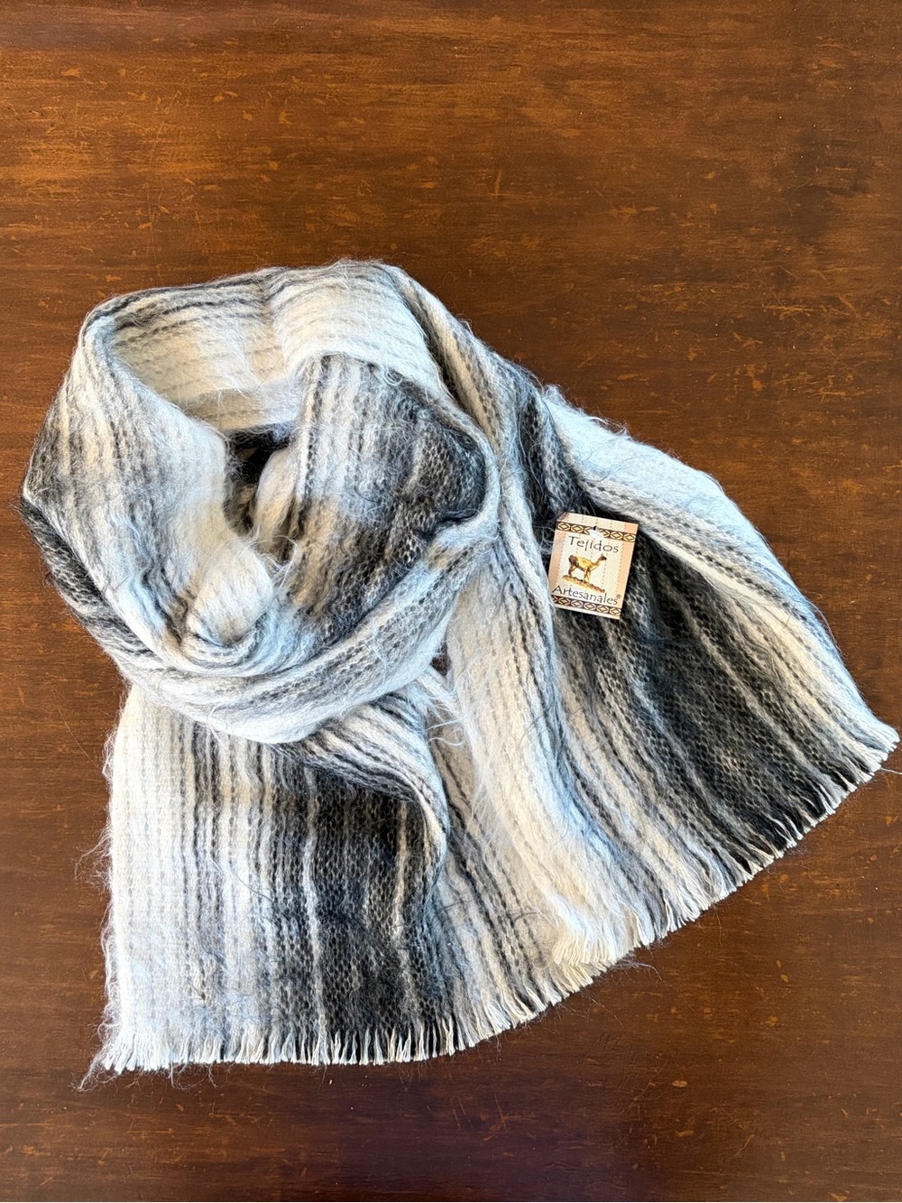 ✨✨ Alpaca Scarf Handwoven Gray Ombre